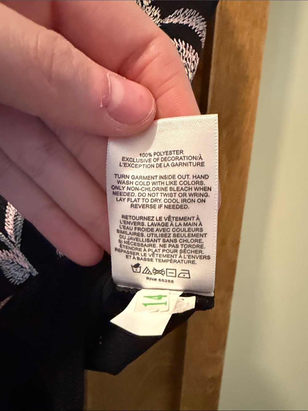 Express Black Sheer Bodysuit with Lavender Floral Embroidery - Picture 3 of 5